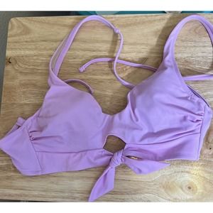 Shade & Shore Tie Front Bralette Bikini Top Light Purple women’s 34B NWOT